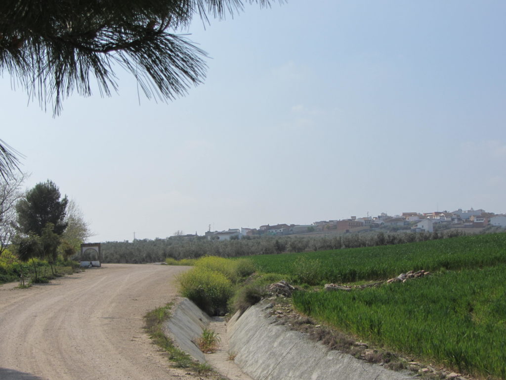 Vereda de la Blanca, con San Sebastián de los Ballesteros al fondo