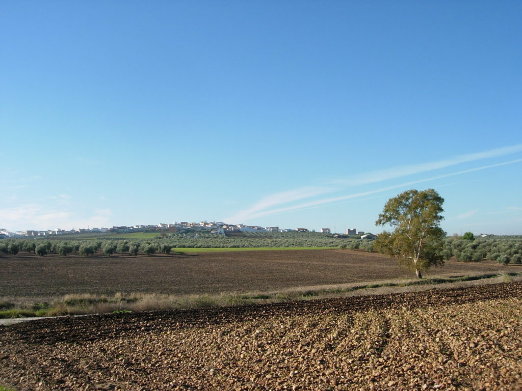 Vista de San Sebastián de los Ballesteros desde el Camino de la Majada Alta